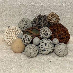 15 Wooden Basketweave Wicker Shell Balls  Farmhouse Decoration